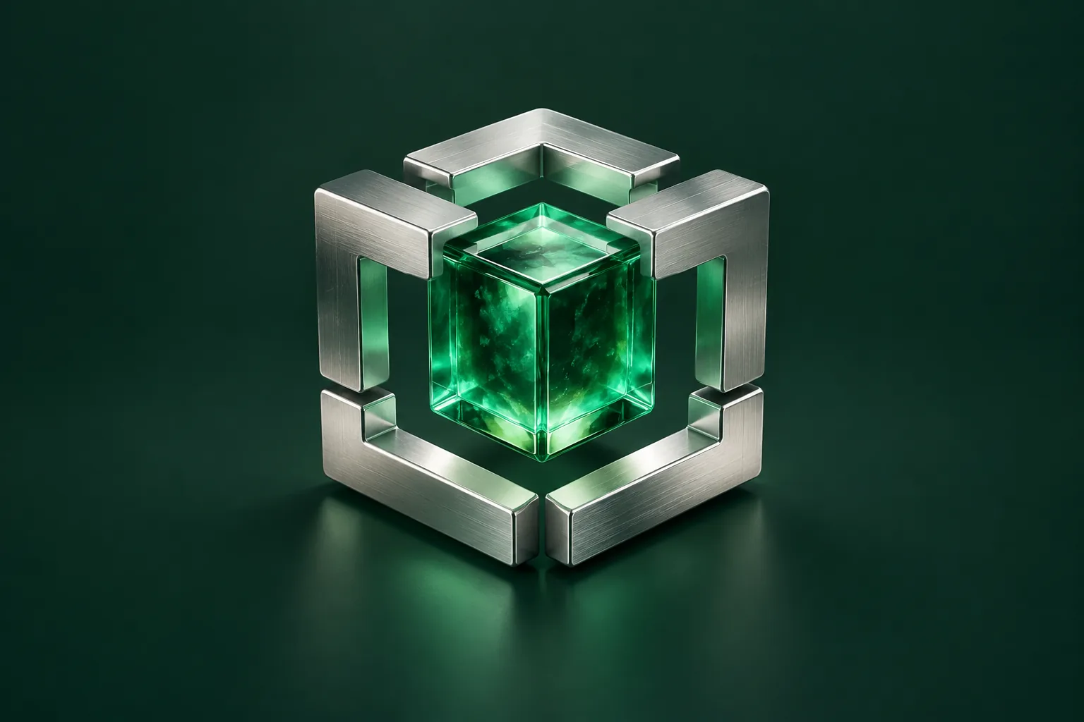 Hexyl Mind — emerald glass and silver product illustration