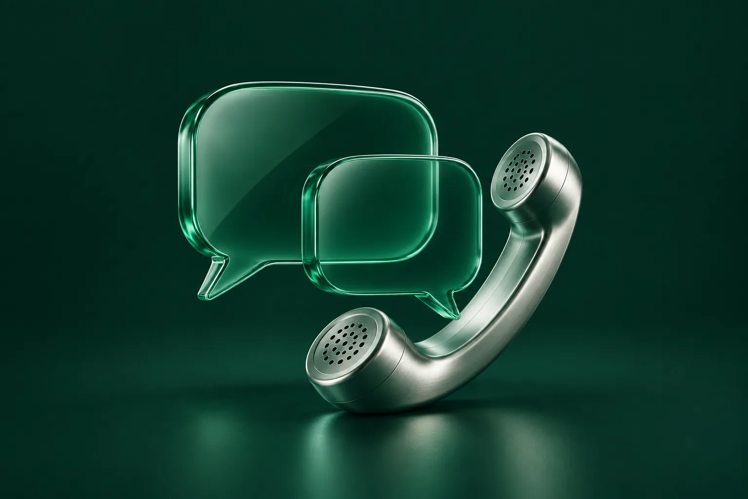 Hexyl Connect — emerald glass and silver product illustration
