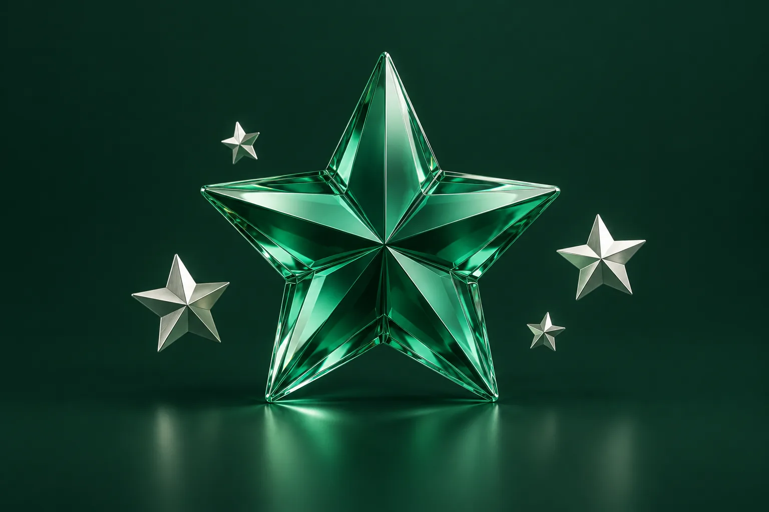 Hexyl Trust — emerald glass and silver product illustration