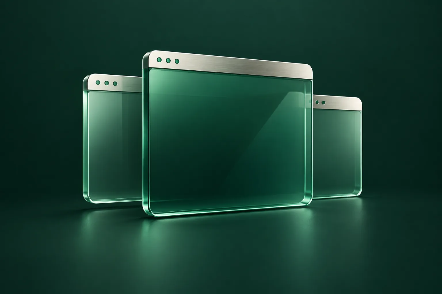 Hexyl Sites — emerald glass and silver product illustration